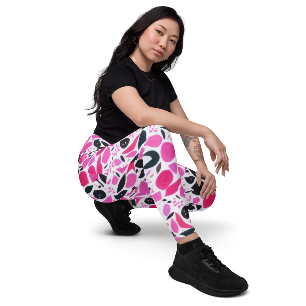 Fuchsia Confetti on Leggings with Pockets — Right Front