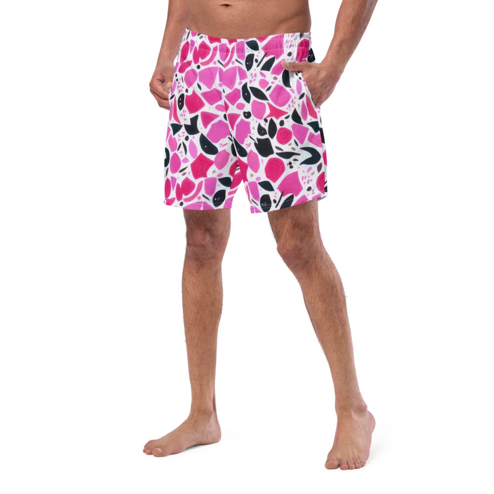 Fuchsia Confetti on Swim Trunks — Left Front