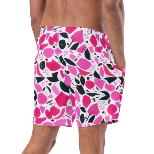 Fuchsia Confetti on a Swim Trunks