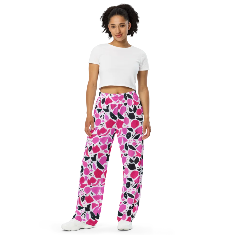 Fuchsia Confetti on Wide-Leg Pants — Front