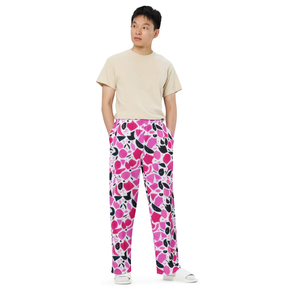 Fuchsia Confetti on Wide-Leg Pants — Front