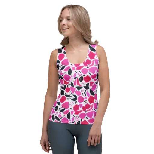 Fuchsia Confetti on a Women's Tank Top