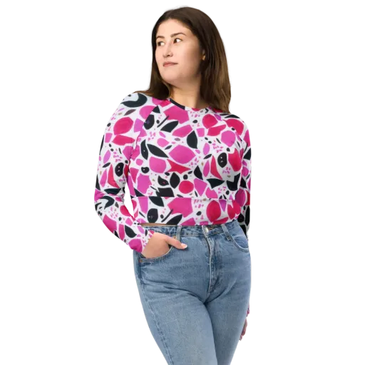 Fuchsia Confetti on a Long Sleeve Crop Top