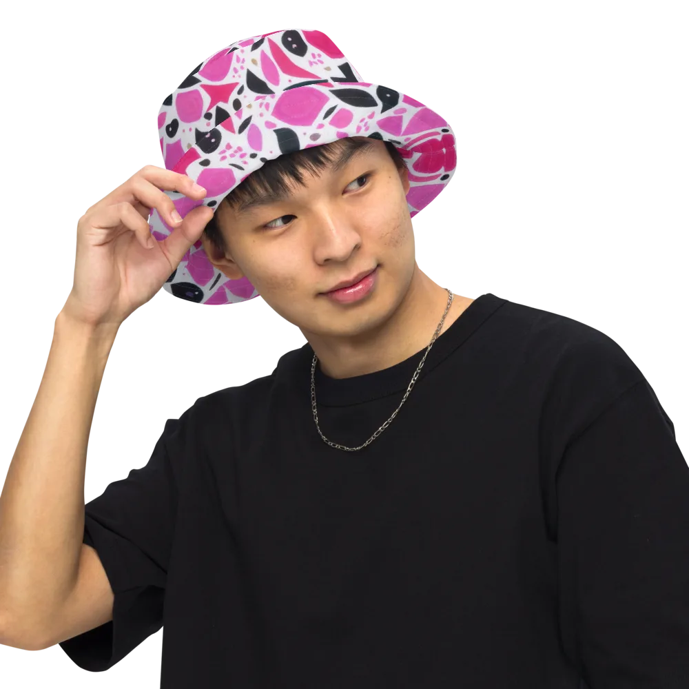 Fuchsia Confetti on Reversible Bucket Hat — Front Inside