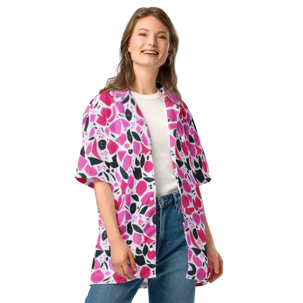 Fuchsia Confetti on Button Shirt — Front