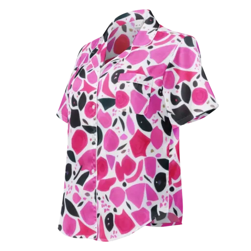 Fuchsia Confetti on a Women's Short Sleeve Pajama Top