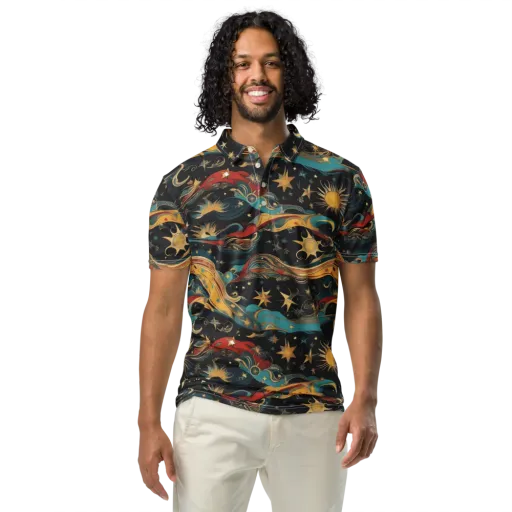 Sunlit Voyager on a Men's Slim Fit Polo Shirt