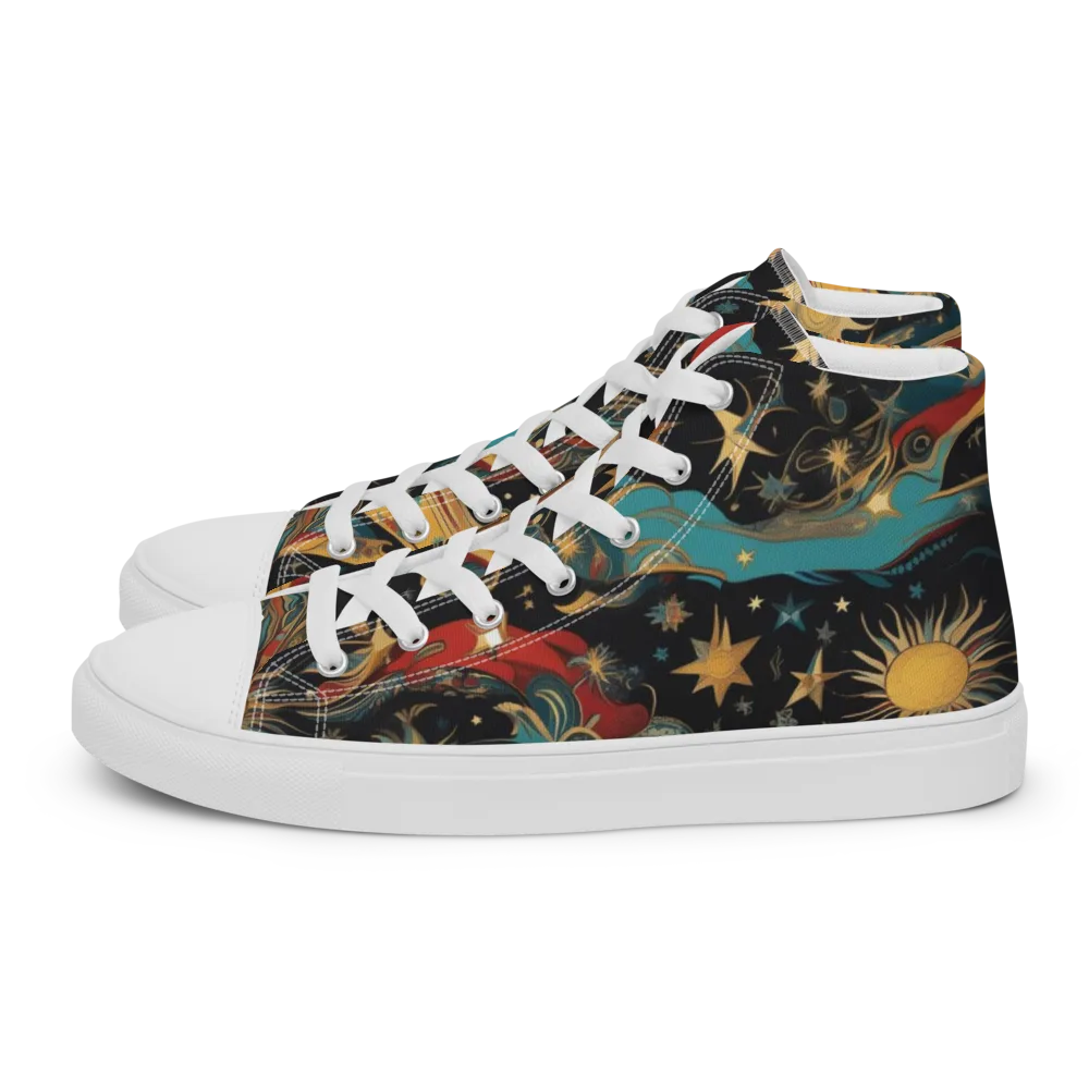 Sunlit Voyager on Men's High Top Canvas Shoes — Left