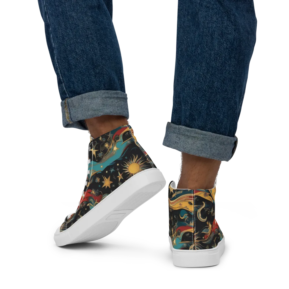 Sunlit Voyager on Men's High Top Canvas Shoes — Back