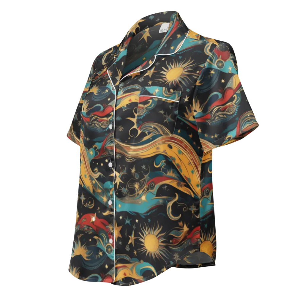 Sunlit Voyager on Women's Short Sleeve Pajama Top — Left Front
