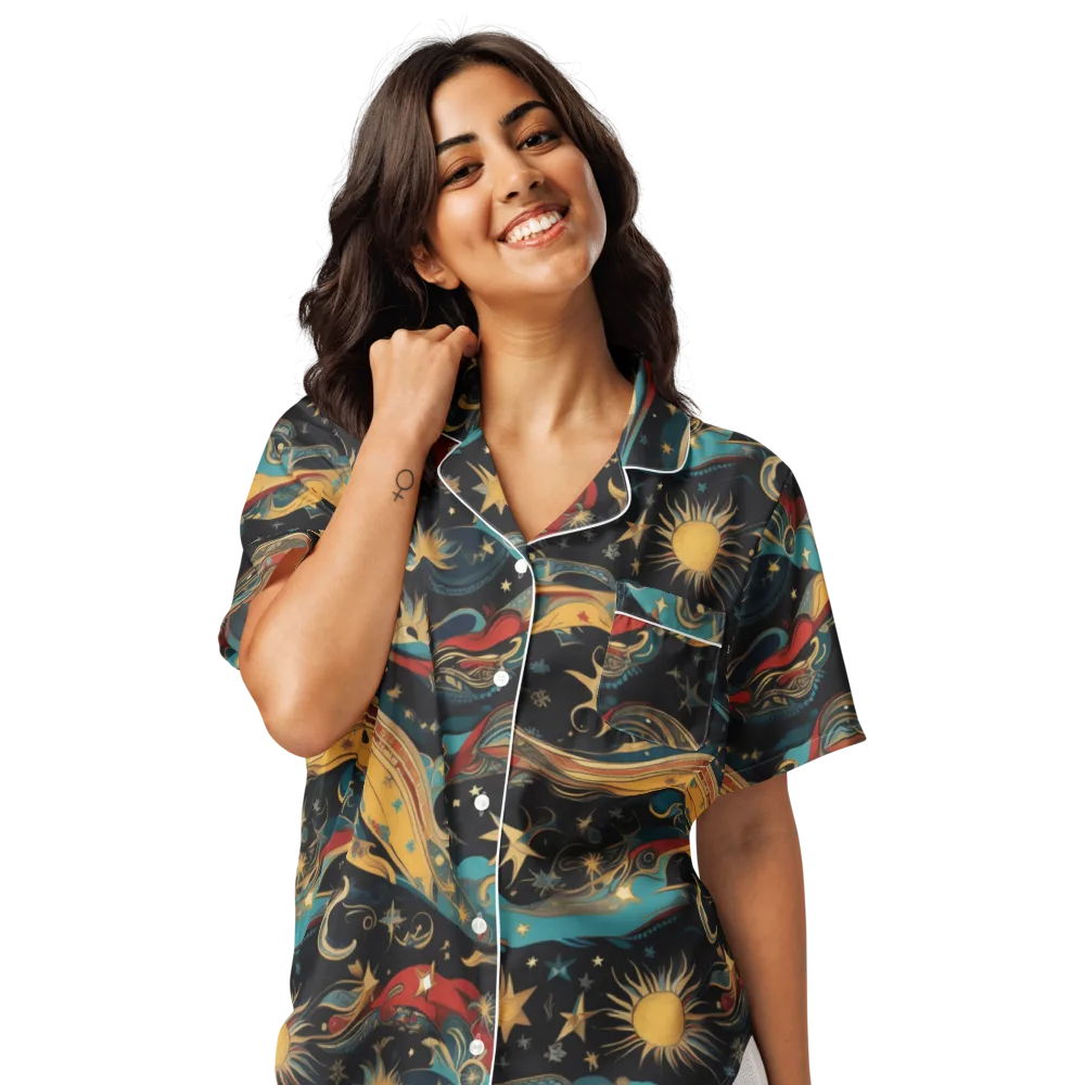 Sunlit Voyager on Women's Short Sleeve Pajama Top — Front