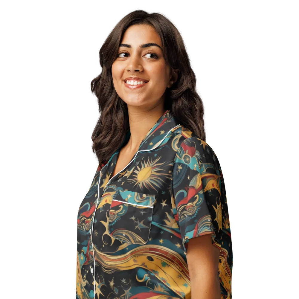Sunlit Voyager on Women's Short Sleeve Pajama Top — Left Front