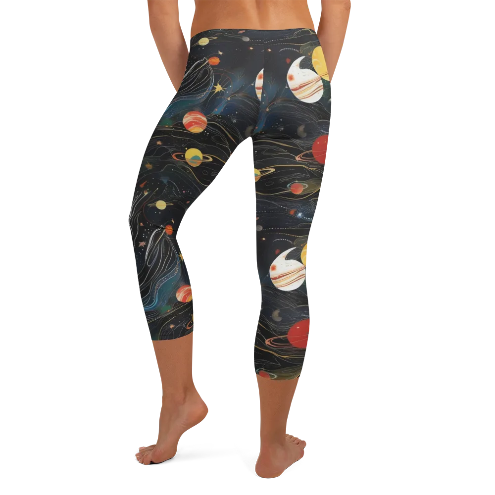 Planetary Silk on Capri Leggings — Back