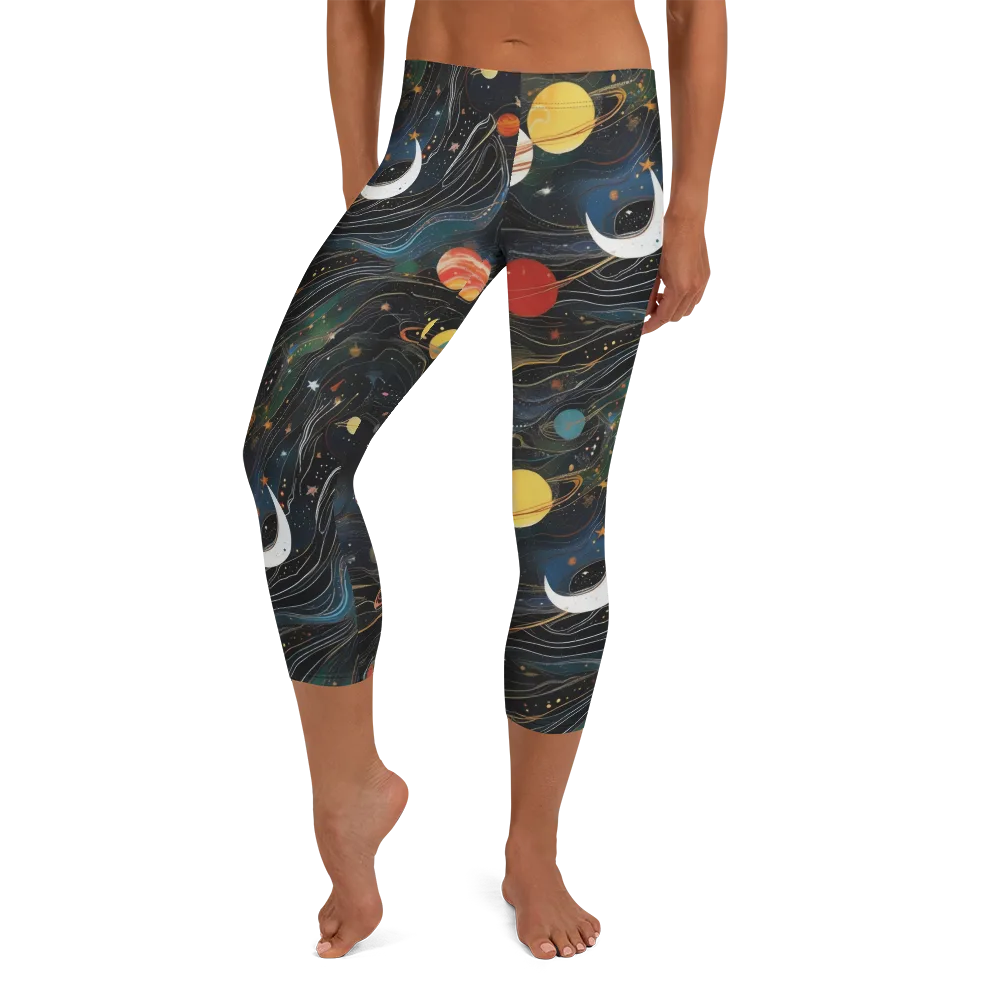 Planetary Silk on Capri Leggings — Front