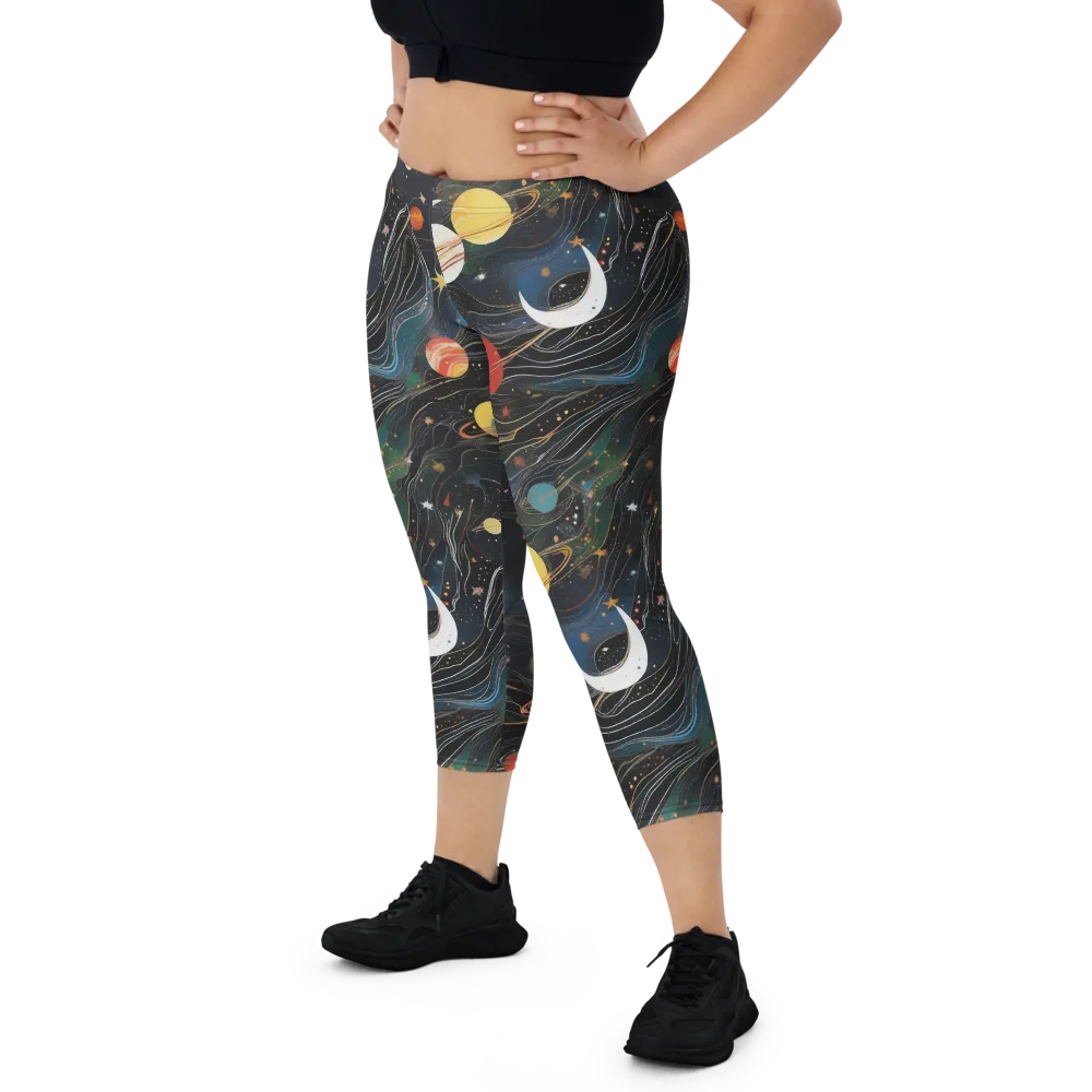 Planetary Silk on Capri Leggings — Front