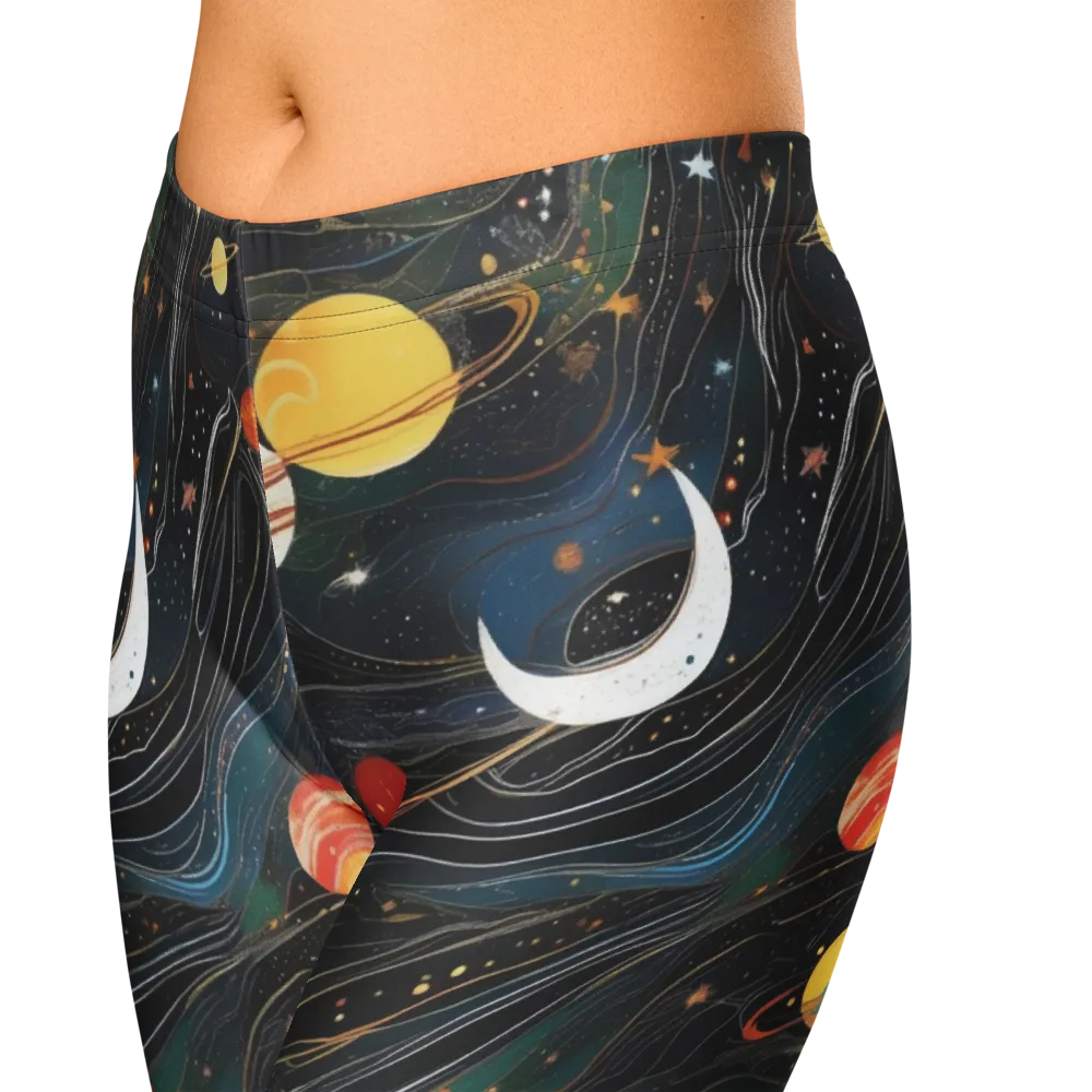 Planetary Silk on Capri Leggings — Zoomed-in
