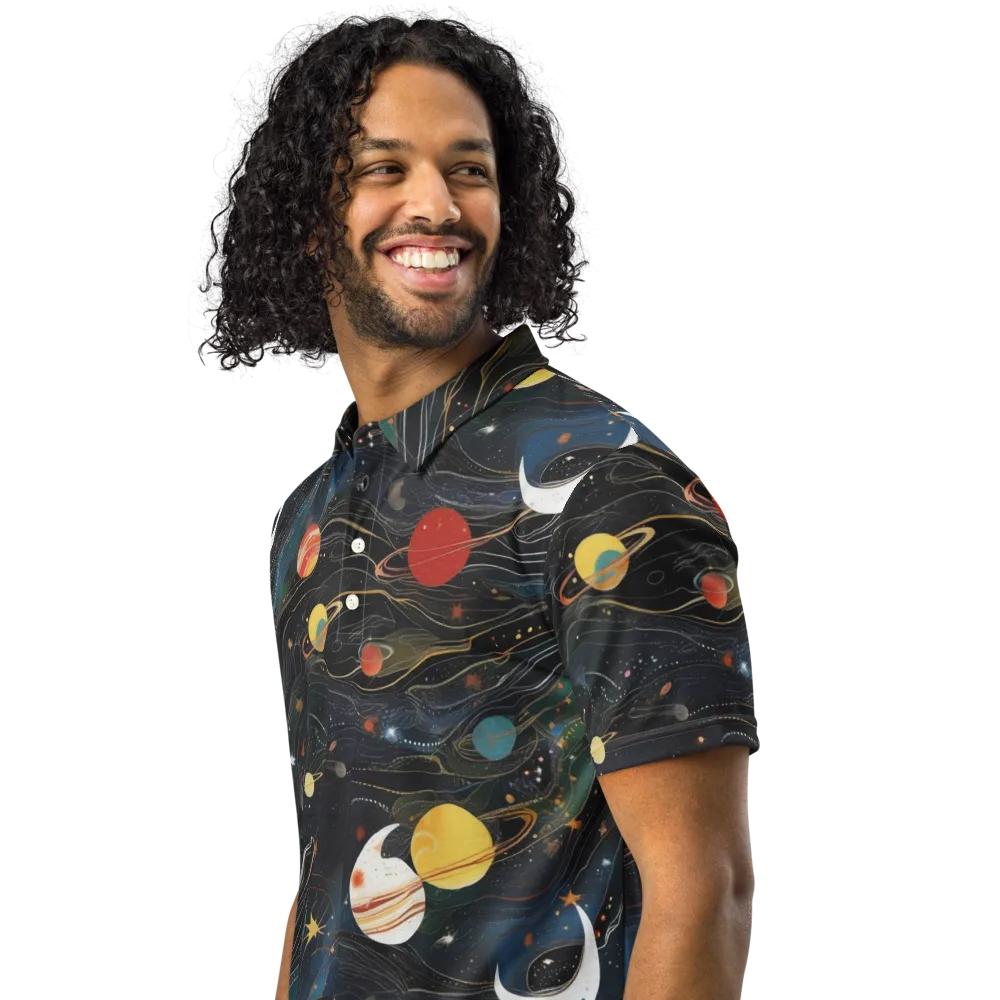 Planetary Silk on Men's Slim Fit Polo Shirt — Left Front