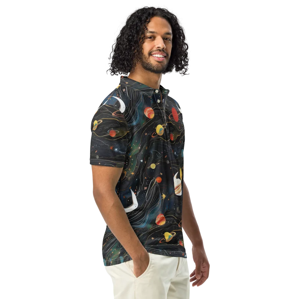 Planetary Silk on Men's Slim Fit Polo Shirt — Right Front