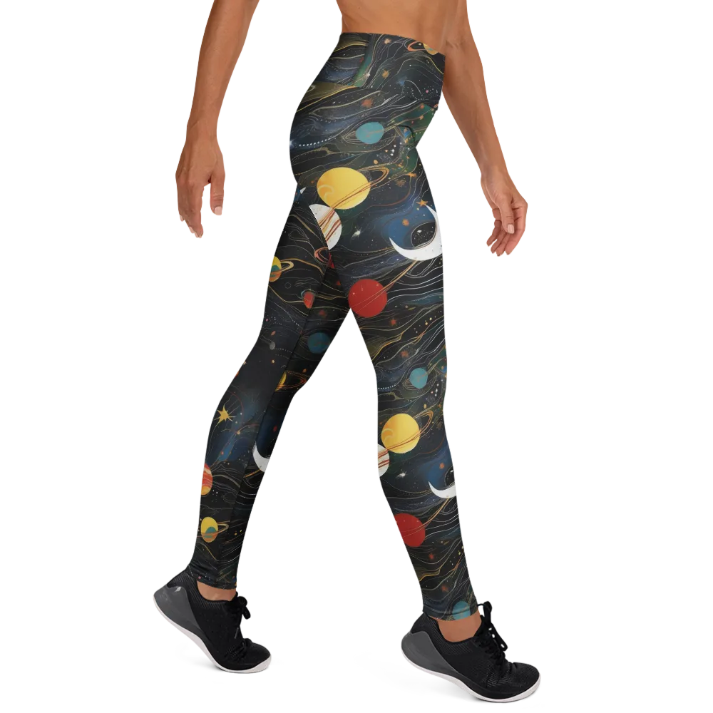 Planetary Silk on Yoga Leggings — Right
