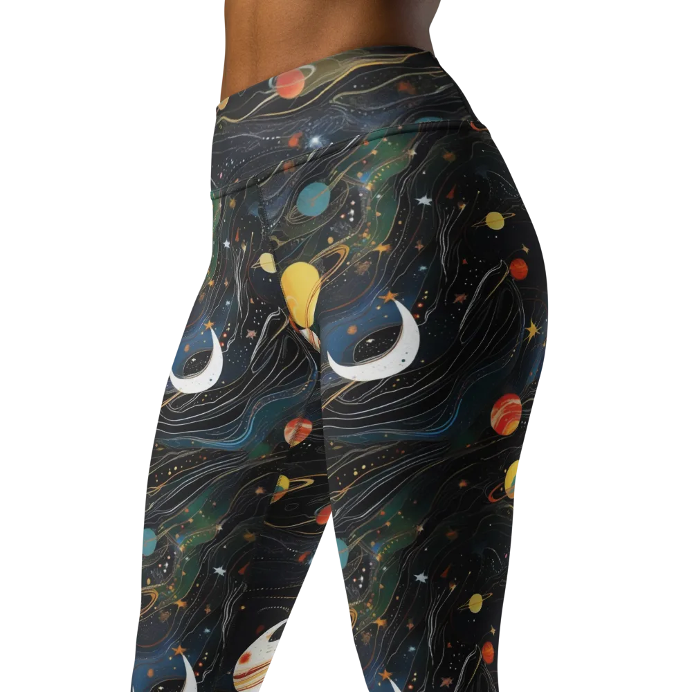 Planetary Silk on Yoga Leggings — Left Front