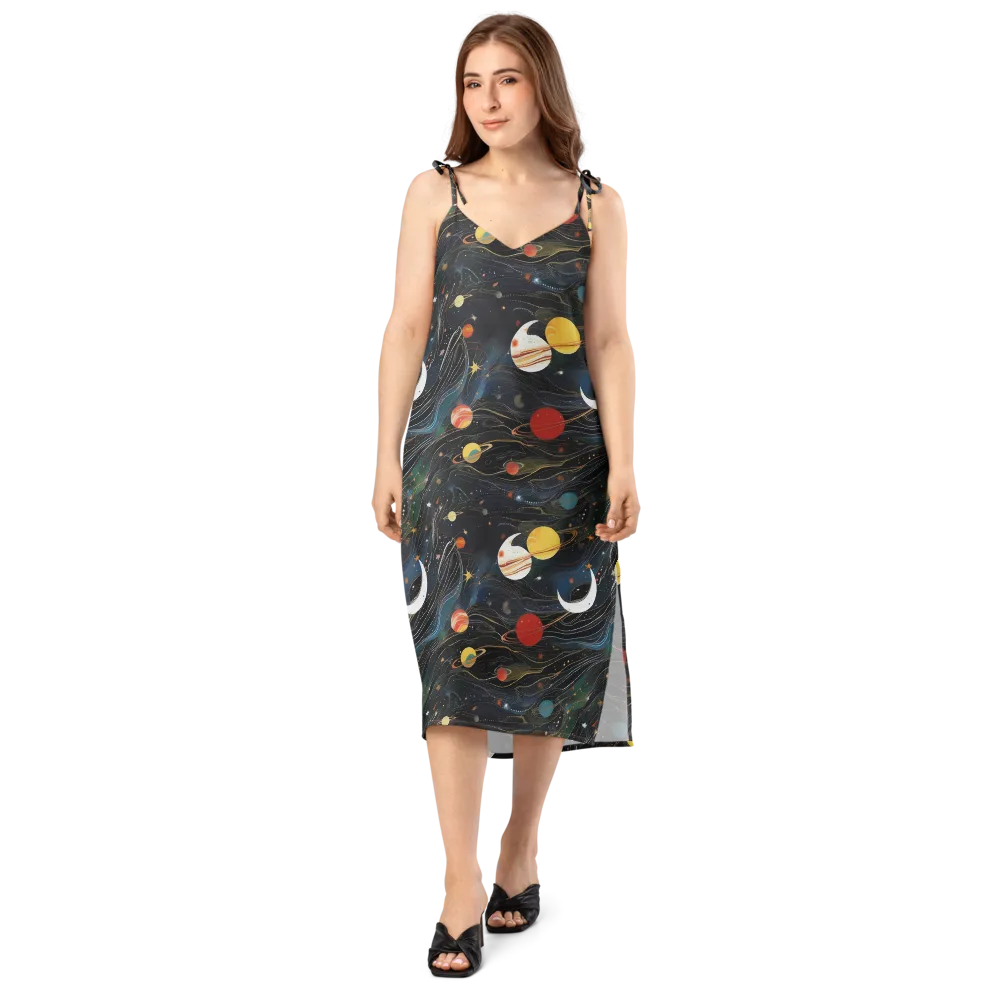 Planetary Silk on Slip Dress — Front