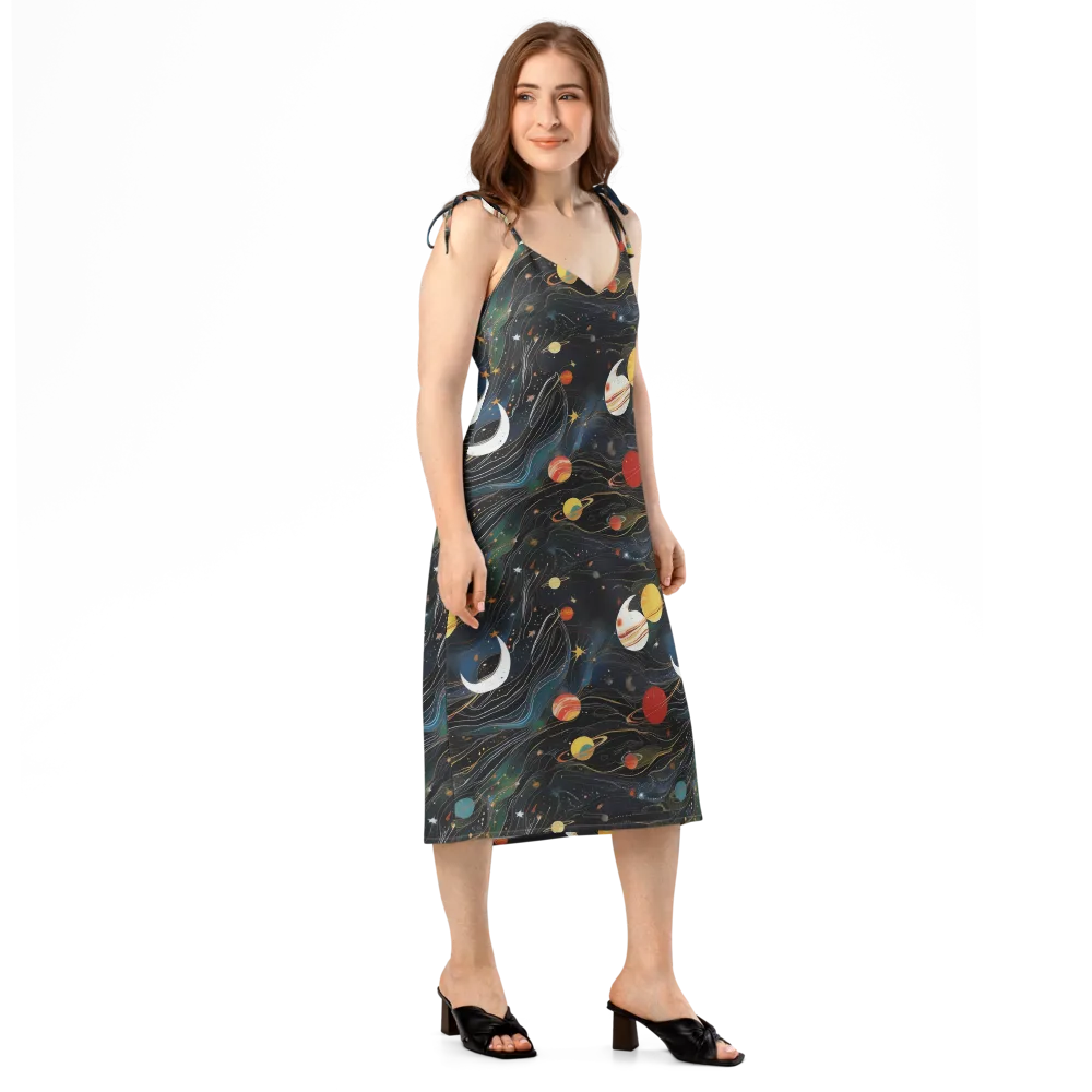 Planetary Silk on Slip Dress — Right Front