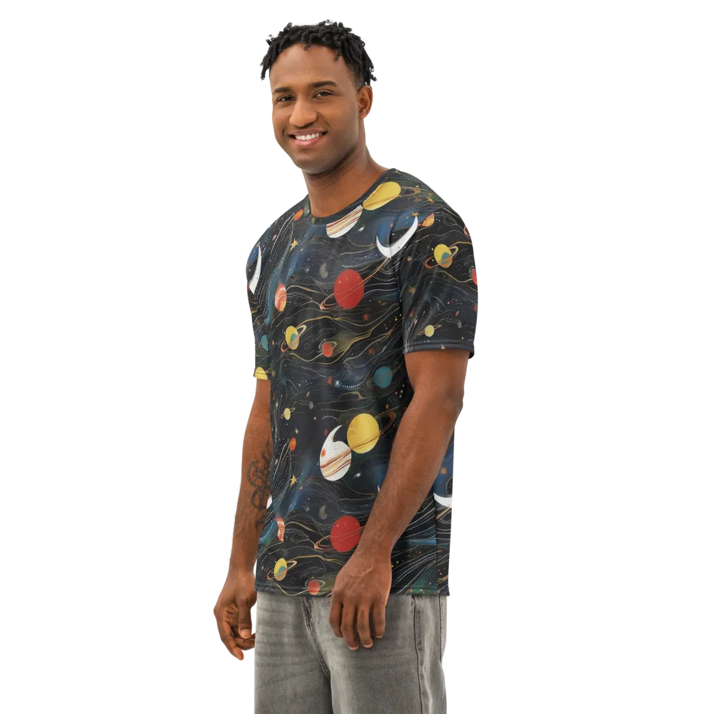 Planetary Silk on Men's Cotton Crew Neck T-Shirt — Left Front