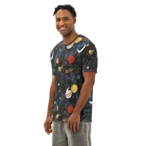Planetary Silk on a Men's Cotton Crew Neck T-Shirt