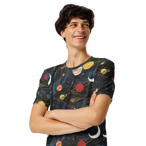 Planetary Silk on a Men's Crew Neck T-Shirt