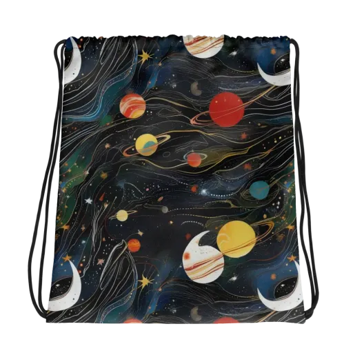Planetary Silk on a Drawstring Bag