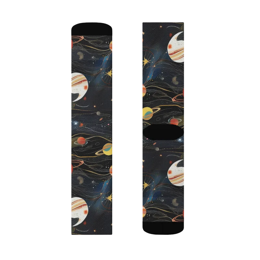 Planetary Silk on Socks — Left Sock