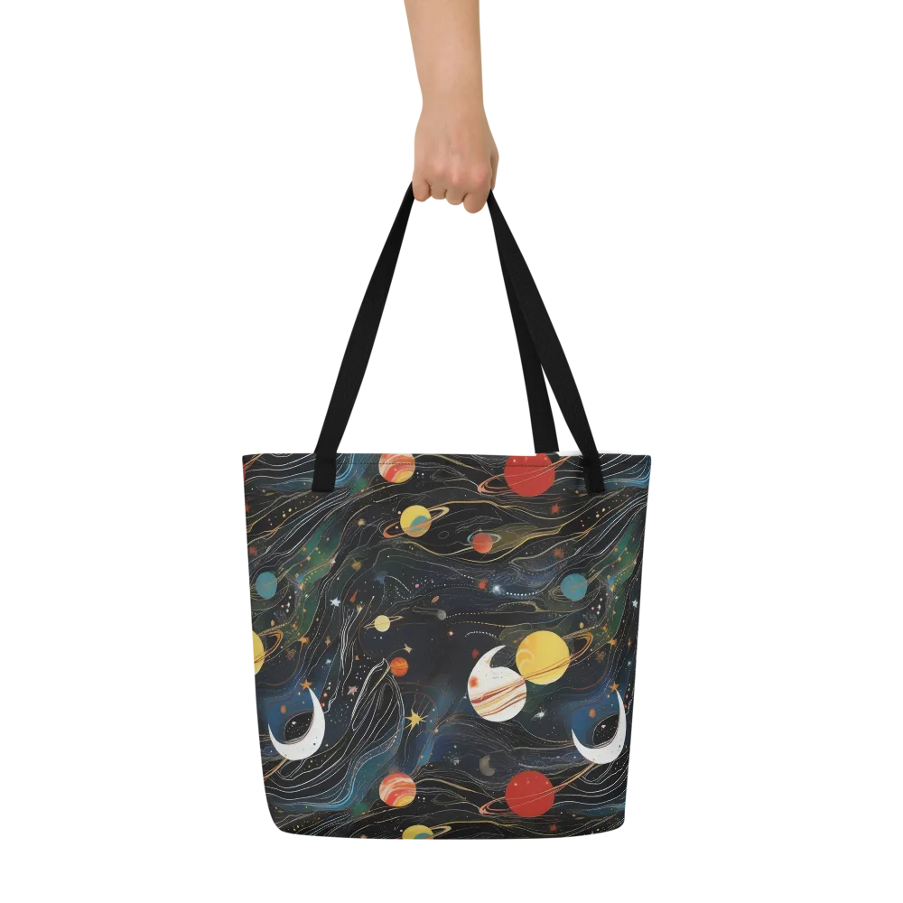 Planetary Silk on Large Tote Bag W/ Pocket — Front
