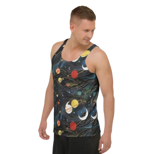 Planetary Silk on a Men's Tank Top