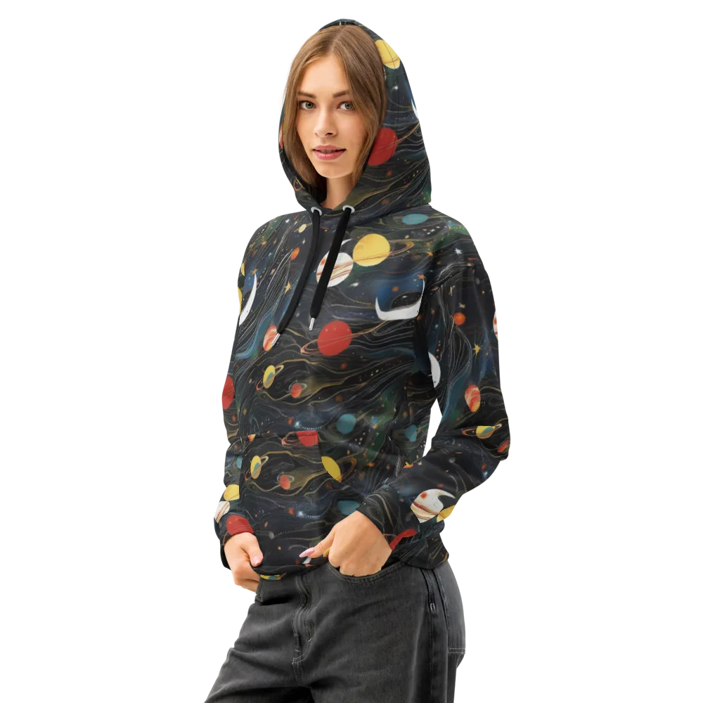 Planetary Silk on Cotton Hoodie — Left Front