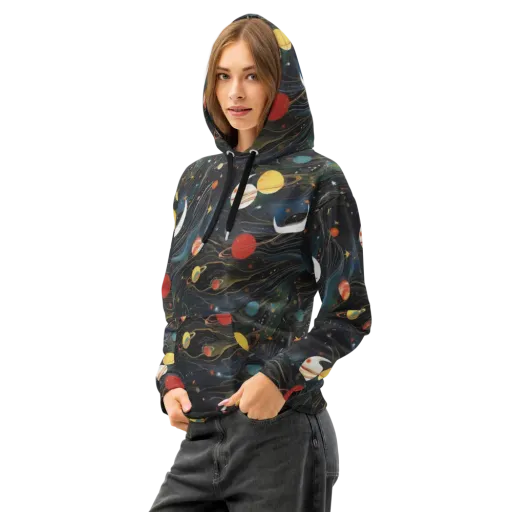 Planetary Silk on a Cotton Hoodie