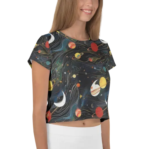 Planetary Silk on a Crop Tee