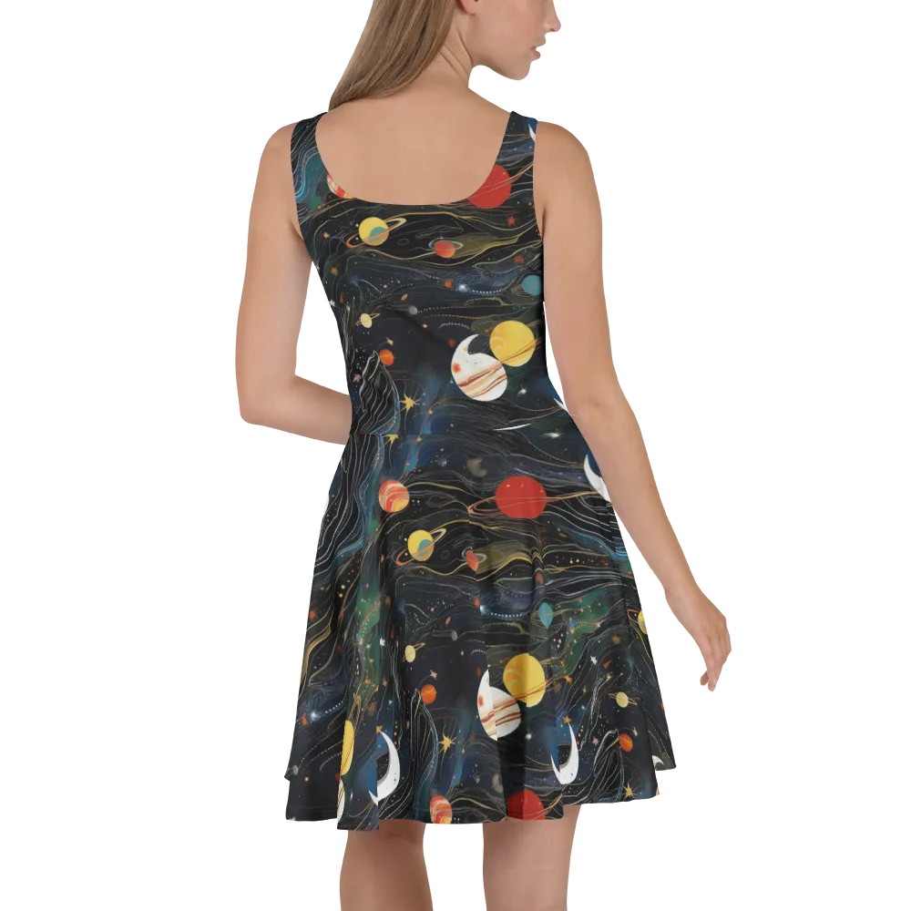 Planetary Silk on Skater Dress — Back