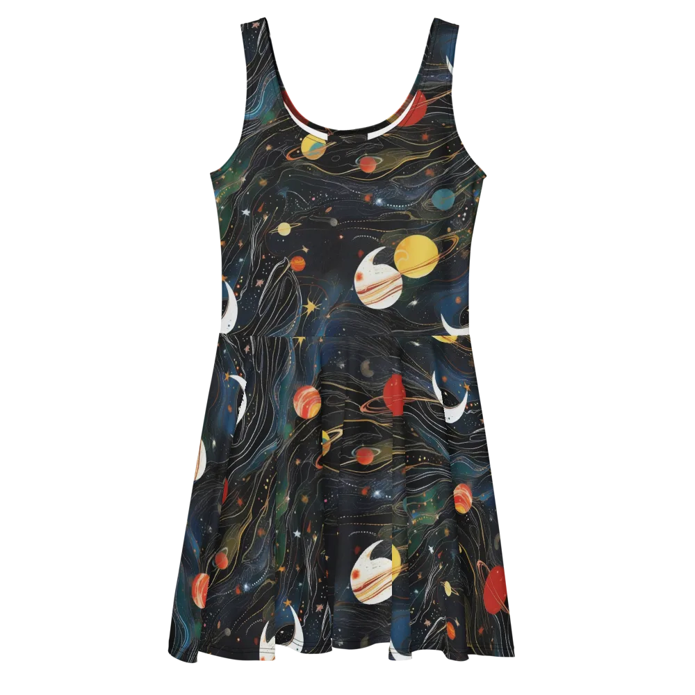 Planetary Silk on Skater Dress — Front