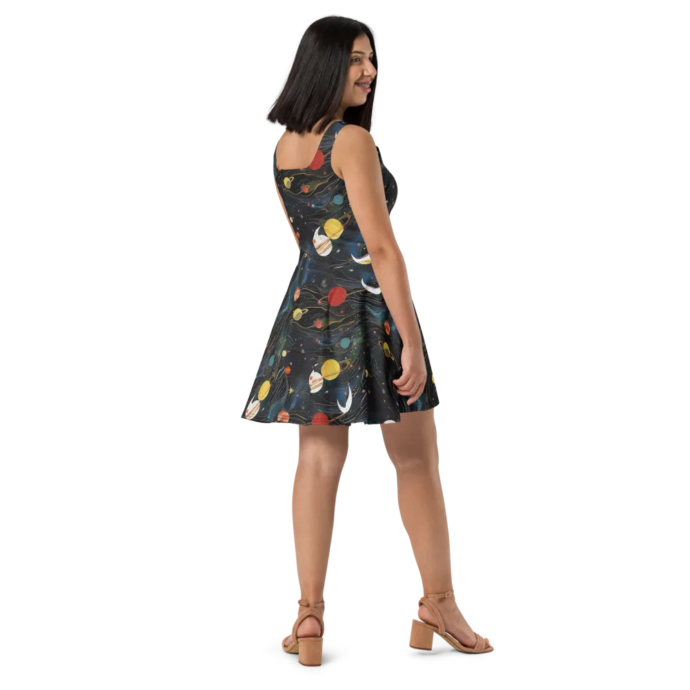 Planetary Silk on Skater Dress — Right