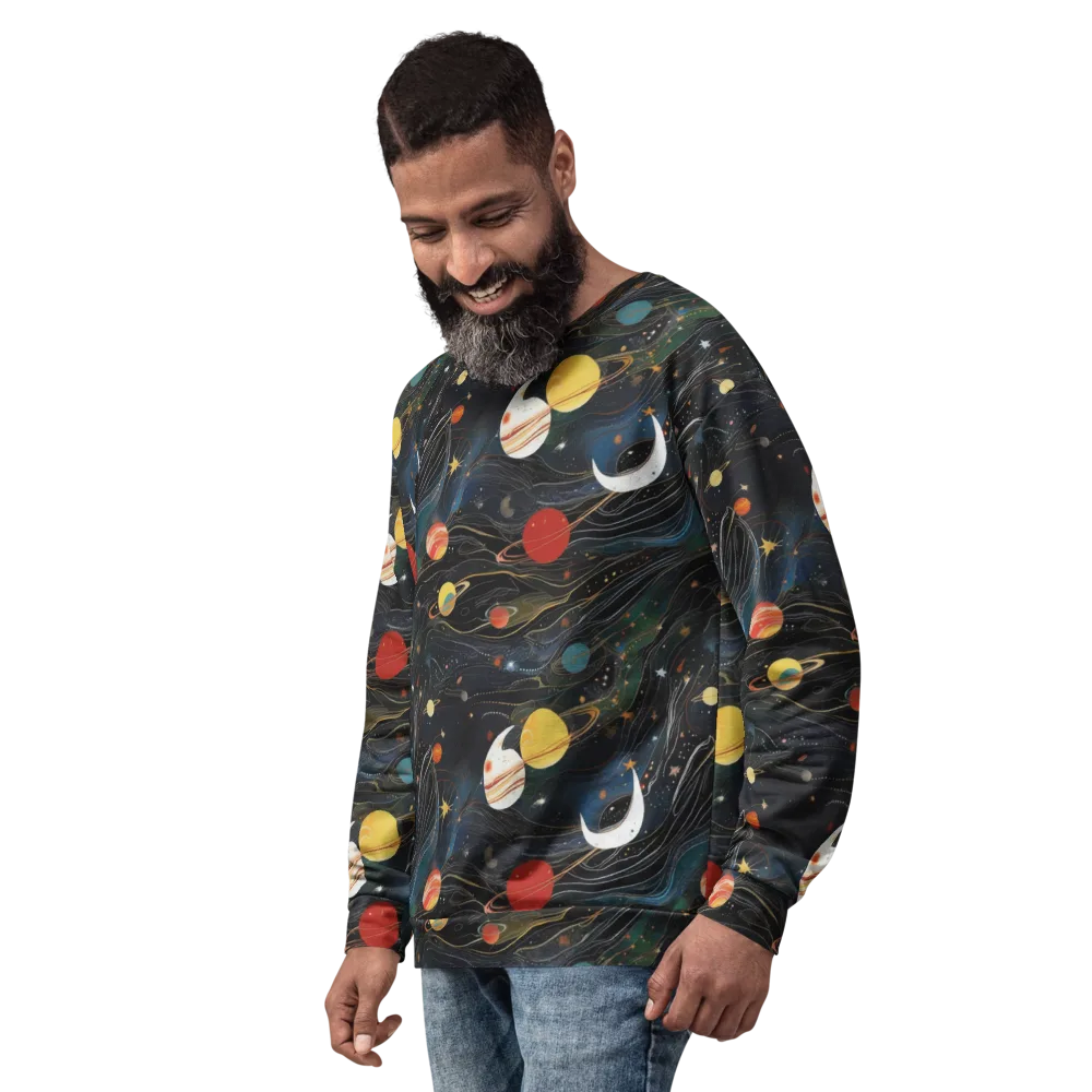 Planetary Silk on Sweatshirt — Left Front