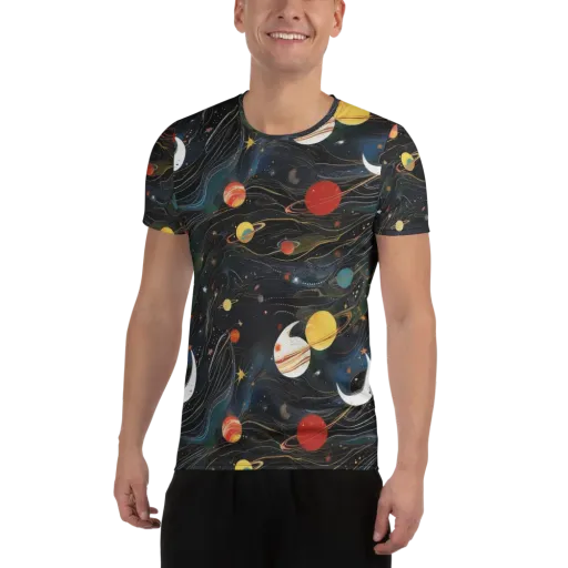 Planetary Silk on a Men's Athletic T-Shirt