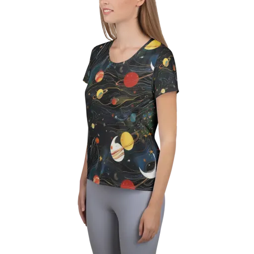 Planetary Silk on a Women's Athletic T-Shirt