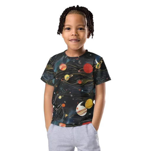 Planetary Silk on a Kids Crew Neck T-Shirt