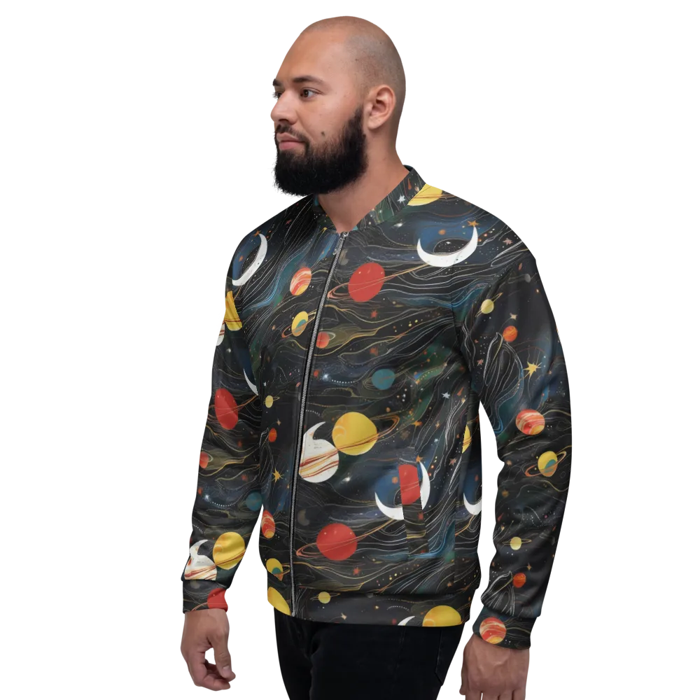 Planetary Silk on Bomber Jacket — Left
