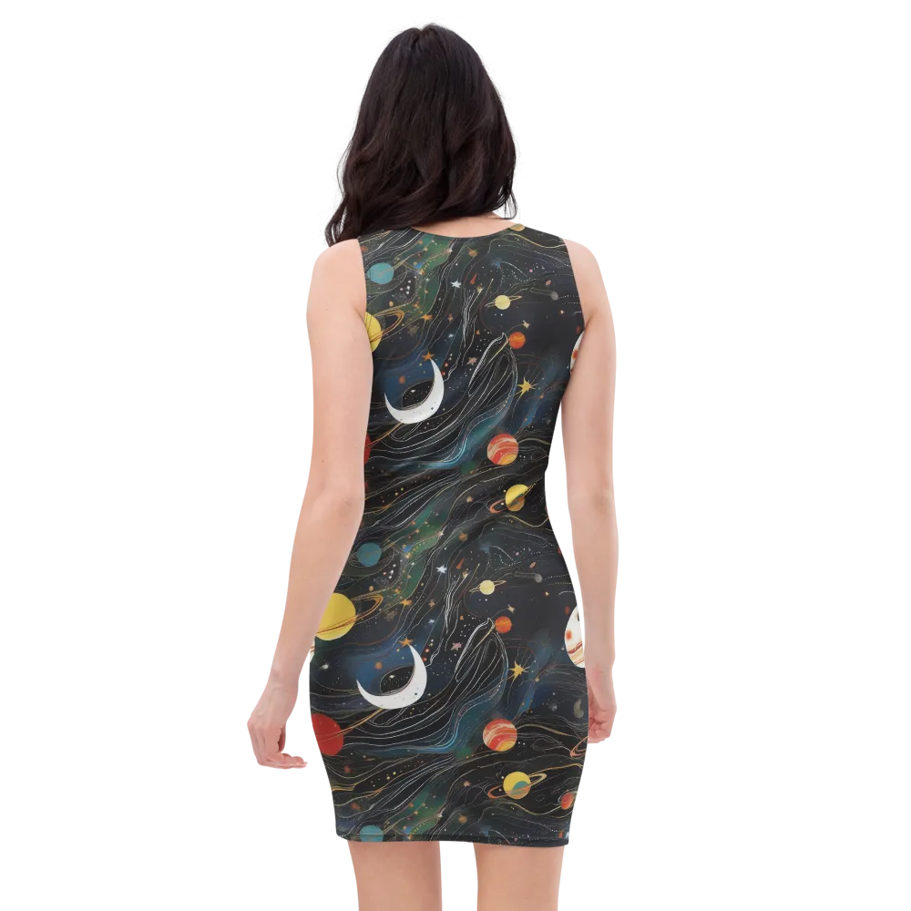 Planetary Silk on Bodycon Dress — Back