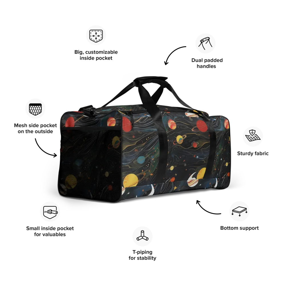 Planetary Silk on Duffle Bag — Right Front