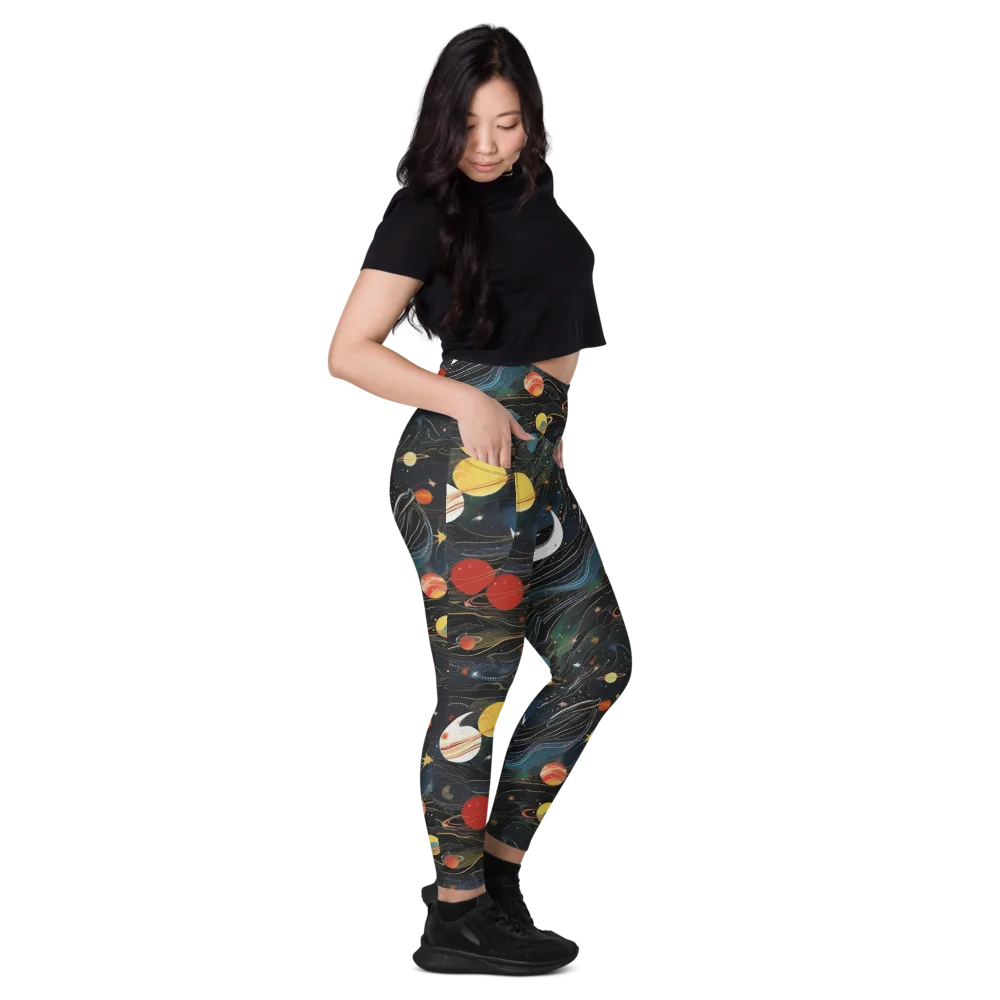 Planetary Silk on Leggings with Pockets — Right