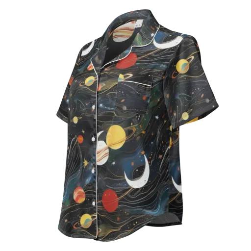 Planetary Silk on a Women's Short Sleeve Pajama Top
