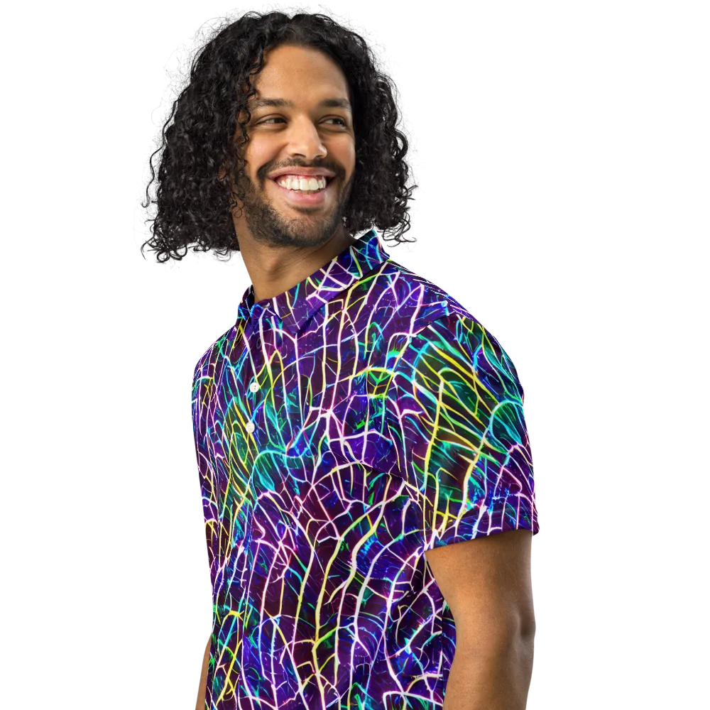Cosmic Wiring on Men's Slim Fit Polo Shirt — Left Front