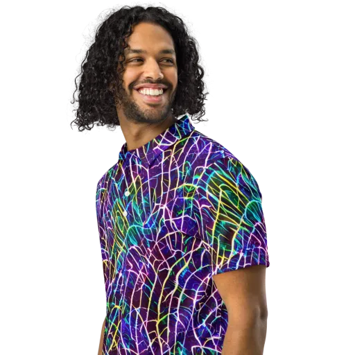 Cosmic Wiring on a Men's Slim Fit Polo Shirt